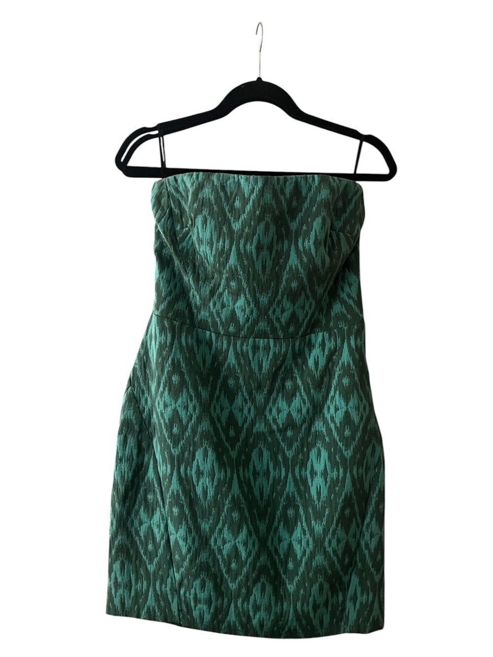 RACHEL Rachel Roy Teal Strapless Patterned Sheath Dress